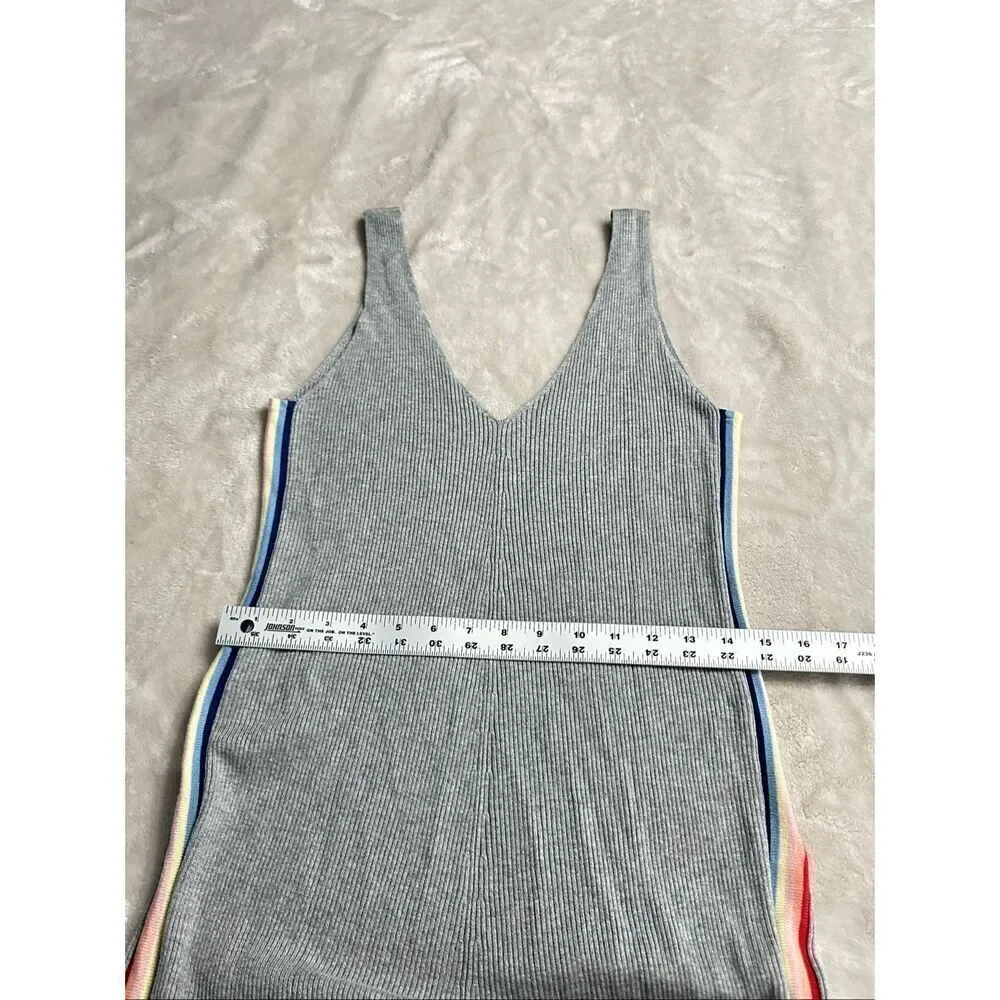 Spiritual Gangster womans gray ribbed rainbow track jumpsuit sleeveless Medium